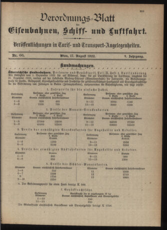 Verordnungs-Blatt für Eisenbahnen und Schiffahrt: Veröffentlichungen in Tarif- und Transport-Angelegenheiten 19220817 Seite: 3