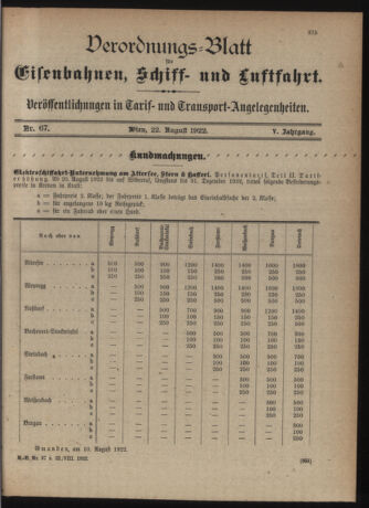 Verordnungs-Blatt für Eisenbahnen und Schiffahrt: Veröffentlichungen in Tarif- und Transport-Angelegenheiten 19220822 Seite: 3