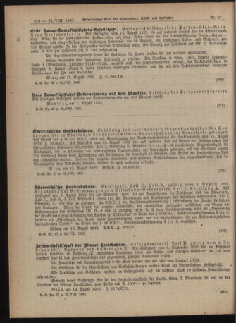 Verordnungs-Blatt für Eisenbahnen und Schiffahrt: Veröffentlichungen in Tarif- und Transport-Angelegenheiten 19220822 Seite: 4