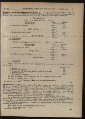 Verordnungs-Blatt für Eisenbahnen und Schiffahrt: Veröffentlichungen in Tarif- und Transport-Angelegenheiten 19220829 Seite: 11