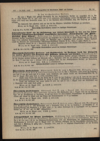 Verordnungs-Blatt für Eisenbahnen und Schiffahrt: Veröffentlichungen in Tarif- und Transport-Angelegenheiten 19220829 Seite: 4