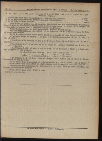 Verordnungs-Blatt für Eisenbahnen und Schiffahrt: Veröffentlichungen in Tarif- und Transport-Angelegenheiten 19220830 Seite: 5