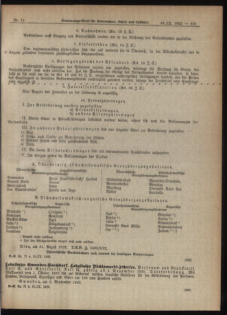 Verordnungs-Blatt für Eisenbahnen und Schiffahrt: Veröffentlichungen in Tarif- und Transport-Angelegenheiten 19220915 Seite: 11