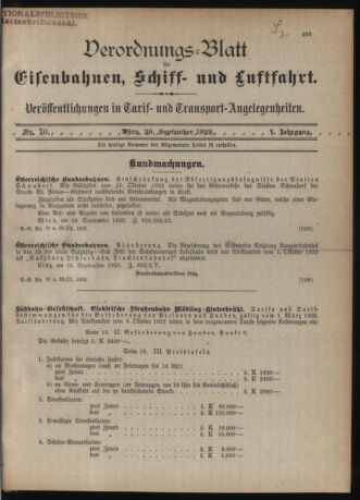 Verordnungs-Blatt für Eisenbahnen und Schiffahrt: Veröffentlichungen in Tarif- und Transport-Angelegenheiten