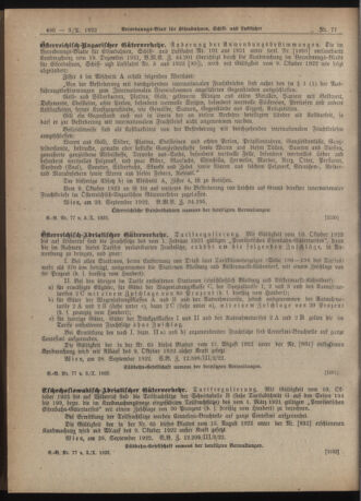 Verordnungs-Blatt für Eisenbahnen und Schiffahrt: Veröffentlichungen in Tarif- und Transport-Angelegenheiten 19221003 Seite: 4