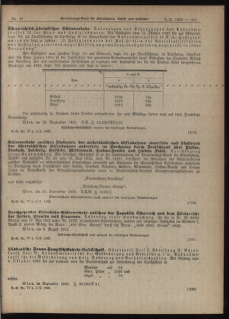 Verordnungs-Blatt für Eisenbahnen und Schiffahrt: Veröffentlichungen in Tarif- und Transport-Angelegenheiten 19221003 Seite: 9