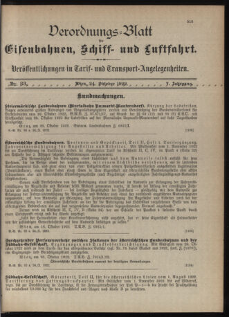 Verordnungs-Blatt für Eisenbahnen und Schiffahrt: Veröffentlichungen in Tarif- und Transport-Angelegenheiten 19221024 Seite: 3