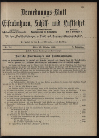 Verordnungs-Blatt für Eisenbahnen und Schiffahrt: Veröffentlichungen in Tarif- und Transport-Angelegenheiten 19221027 Seite: 3