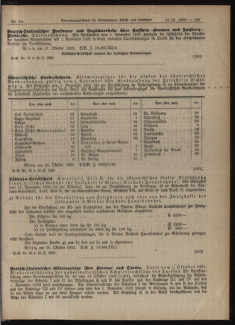 Verordnungs-Blatt für Eisenbahnen und Schiffahrt: Veröffentlichungen in Tarif- und Transport-Angelegenheiten 19221031 Seite: 5