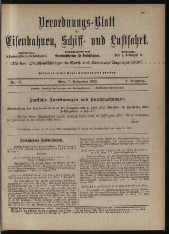 Verordnungs-Blatt für Eisenbahnen und Schiffahrt: Veröffentlichungen in Tarif- und Transport-Angelegenheiten 19221107 Seite: 3