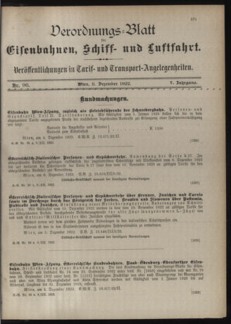 Verordnungs-Blatt für Eisenbahnen und Schiffahrt: Veröffentlichungen in Tarif- und Transport-Angelegenheiten 19221208 Seite: 3