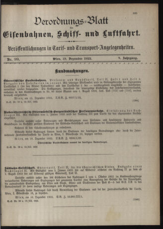 Verordnungs-Blatt für Eisenbahnen und Schiffahrt: Veröffentlichungen in Tarif- und Transport-Angelegenheiten 19221219 Seite: 3