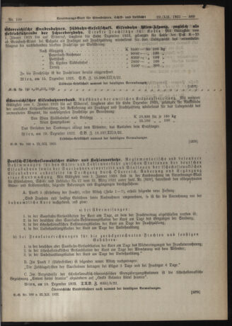 Verordnungs-Blatt für Eisenbahnen und Schiffahrt: Veröffentlichungen in Tarif- und Transport-Angelegenheiten 19221222 Seite: 11