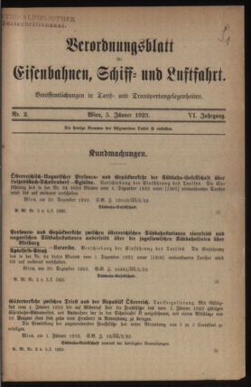 Verordnungs-Blatt für Eisenbahnen und Schiffahrt: Veröffentlichungen in Tarif- und Transport-Angelegenheiten 19230105 Seite: 1