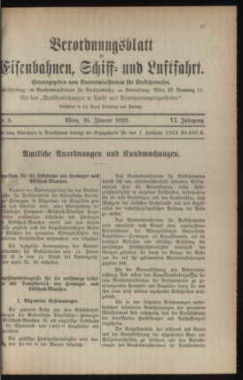 Verordnungs-Blatt für Eisenbahnen und Schiffahrt: Veröffentlichungen in Tarif- und Transport-Angelegenheiten 19230126 Seite: 9