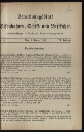 Verordnungs-Blatt für Eisenbahnen und Schiffahrt: Veröffentlichungen in Tarif- und Transport-Angelegenheiten 19230209 Seite: 1