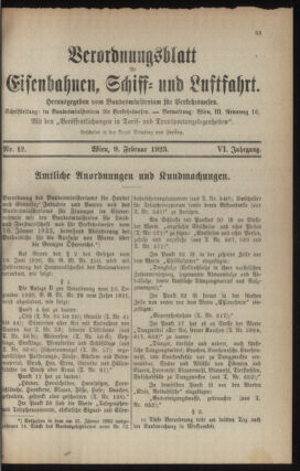 Verordnungs-Blatt für Eisenbahnen und Schiffahrt: Veröffentlichungen in Tarif- und Transport-Angelegenheiten 19230209 Seite: 11