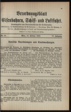 Verordnungs-Blatt für Eisenbahnen und Schiffahrt: Veröffentlichungen in Tarif- und Transport-Angelegenheiten 19230213 Seite: 7