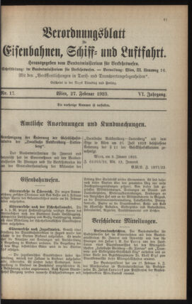 Verordnungs-Blatt für Eisenbahnen und Schiffahrt: Veröffentlichungen in Tarif- und Transport-Angelegenheiten 19230227 Seite: 11