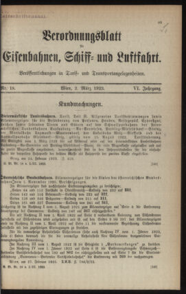 Verordnungs-Blatt für Eisenbahnen und Schiffahrt: Veröffentlichungen in Tarif- und Transport-Angelegenheiten 19230302 Seite: 1