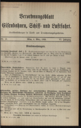 Verordnungs-Blatt für Eisenbahnen und Schiffahrt: Veröffentlichungen in Tarif- und Transport-Angelegenheiten 19230306 Seite: 1