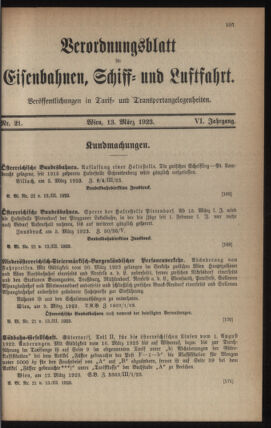 Verordnungs-Blatt für Eisenbahnen und Schiffahrt: Veröffentlichungen in Tarif- und Transport-Angelegenheiten 19230313 Seite: 1