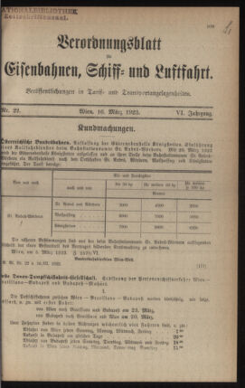 Verordnungs-Blatt für Eisenbahnen und Schiffahrt: Veröffentlichungen in Tarif- und Transport-Angelegenheiten 19230316 Seite: 1