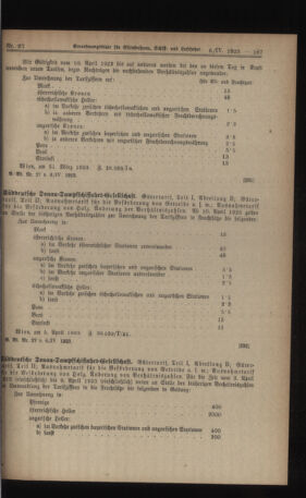 Verordnungs-Blatt für Eisenbahnen und Schiffahrt: Veröffentlichungen in Tarif- und Transport-Angelegenheiten 19230406 Seite: 23