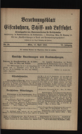 Verordnungs-Blatt für Eisenbahnen und Schiffahrt: Veröffentlichungen in Tarif- und Transport-Angelegenheiten 19230417 Seite: 7