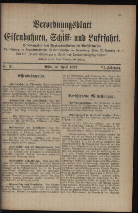 Verordnungs-Blatt für Eisenbahnen und Schiffahrt: Veröffentlichungen in Tarif- und Transport-Angelegenheiten 19230420 Seite: 5