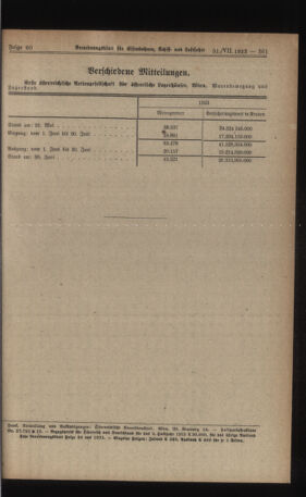 Verordnungs-Blatt für Eisenbahnen und Schiffahrt: Veröffentlichungen in Tarif- und Transport-Angelegenheiten 19230731 Seite: 7