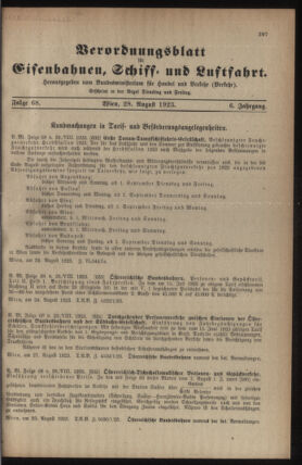 Verordnungs-Blatt für Eisenbahnen und Schiffahrt: Veröffentlichungen in Tarif- und Transport-Angelegenheiten 19230828 Seite: 1