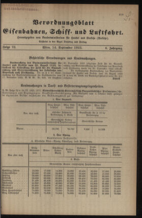 Verordnungs-Blatt für Eisenbahnen und Schiffahrt: Veröffentlichungen in Tarif- und Transport-Angelegenheiten 19230914 Seite: 1