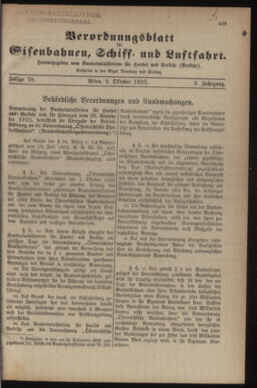 Verordnungs-Blatt für Eisenbahnen und Schiffahrt: Veröffentlichungen in Tarif- und Transport-Angelegenheiten 19231002 Seite: 1