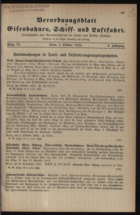 Verordnungs-Blatt für Eisenbahnen und Schiffahrt: Veröffentlichungen in Tarif- und Transport-Angelegenheiten 19231005 Seite: 1