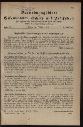 Verordnungs-Blatt für Eisenbahnen und Schiffahrt: Veröffentlichungen in Tarif- und Transport-Angelegenheiten 19231026 Seite: 1