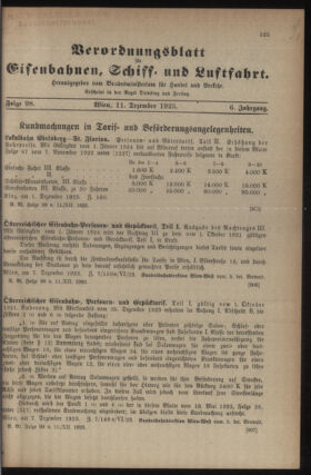 Verordnungs-Blatt für Eisenbahnen und Schiffahrt: Veröffentlichungen in Tarif- und Transport-Angelegenheiten 19231211 Seite: 1