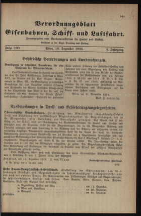 Verordnungs-Blatt für Eisenbahnen und Schiffahrt: Veröffentlichungen in Tarif- und Transport-Angelegenheiten 19231218 Seite: 1