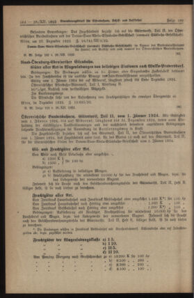 Verordnungs-Blatt für Eisenbahnen und Schiffahrt: Veröffentlichungen in Tarif- und Transport-Angelegenheiten 19231228 Seite: 10