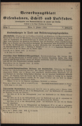 Verordnungs-Blatt für Eisenbahnen und Schiffahrt: Veröffentlichungen in Tarif- und Transport-Angelegenheiten 19240108 Seite: 1