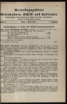 Verordnungs-Blatt für Eisenbahnen und Schiffahrt: Veröffentlichungen in Tarif- und Transport-Angelegenheiten