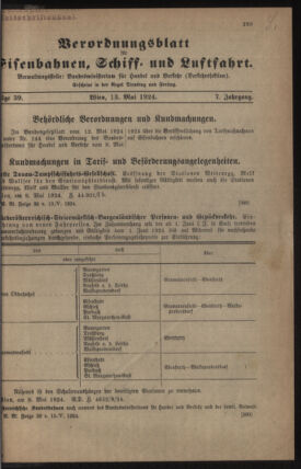 Verordnungs-Blatt für Eisenbahnen und Schiffahrt: Veröffentlichungen in Tarif- und Transport-Angelegenheiten 19240513 Seite: 1