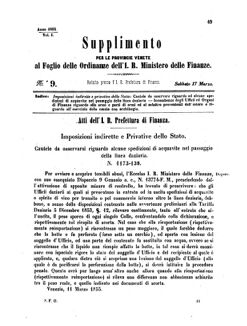 Verordnungsblatt für den Dienstbereich des K.K. Finanzministeriums für die im Reichsrate Vertretenen Königreiche und Länder 18550317 Seite: 1