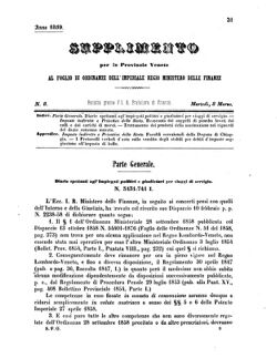 Verordnungsblatt für den Dienstbereich des K.K. Finanzministeriums für die im Reichsrate Vertretenen Königreiche und Länder 18590308 Seite: 1