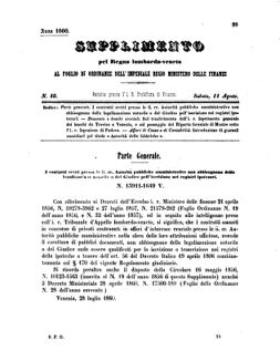 Verordnungsblatt für den Dienstbereich des K.K. Finanzministeriums für die im Reichsrate Vertretenen Königreiche und Länder 18600811 Seite: 1