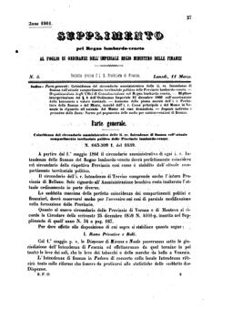 Verordnungsblatt für den Dienstbereich des K.K. Finanzministeriums für die im Reichsrate Vertretenen Königreiche und Länder 18610311 Seite: 1