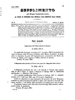 Verordnungsblatt für den Dienstbereich des K.K. Finanzministeriums für die im Reichsrate Vertretenen Königreiche und Länder 18610406 Seite: 1