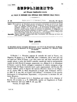 Verordnungsblatt für den Dienstbereich des K.K. Finanzministeriums für die im Reichsrate Vertretenen Königreiche und Länder 18610815 Seite: 1