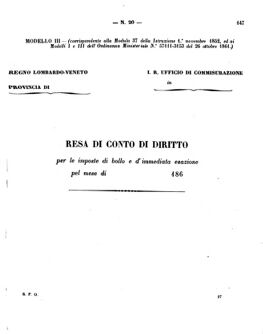 Verordnungsblatt für den Dienstbereich des K.K. Finanzministeriums für die im Reichsrate Vertretenen Königreiche und Länder 18611228 Seite: 19