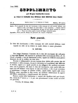 Verordnungsblatt für den Dienstbereich des K.K. Finanzministeriums für die im Reichsrate Vertretenen Königreiche und Länder 18620315 Seite: 1